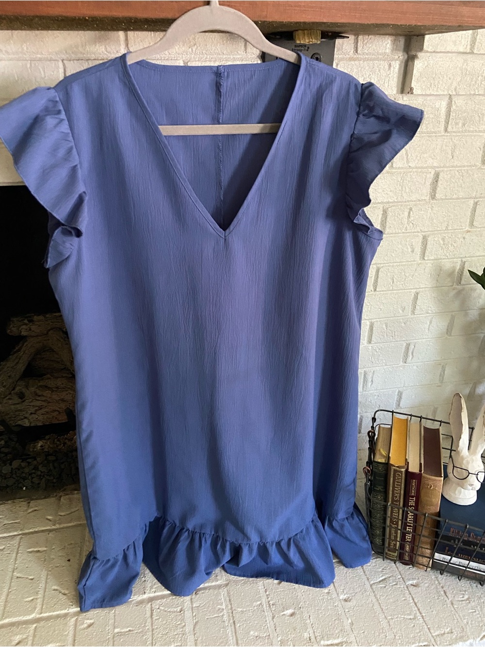 SHEIN Periwinkle V-Neck Ruffle Sleeve dress
